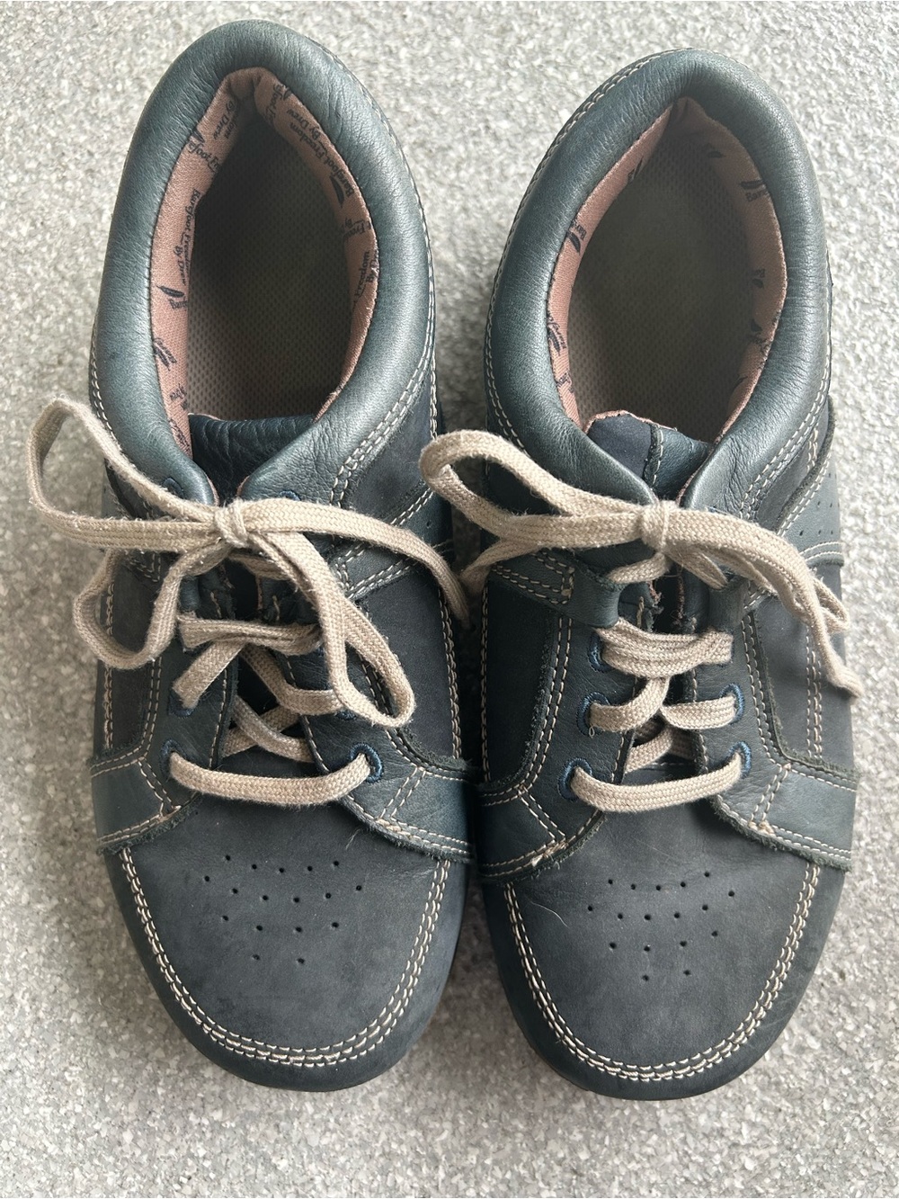 Barefoot Freedom Women’s Geneva by Drew Lace-Up Blue Leather Sneakers Size 8.5WW